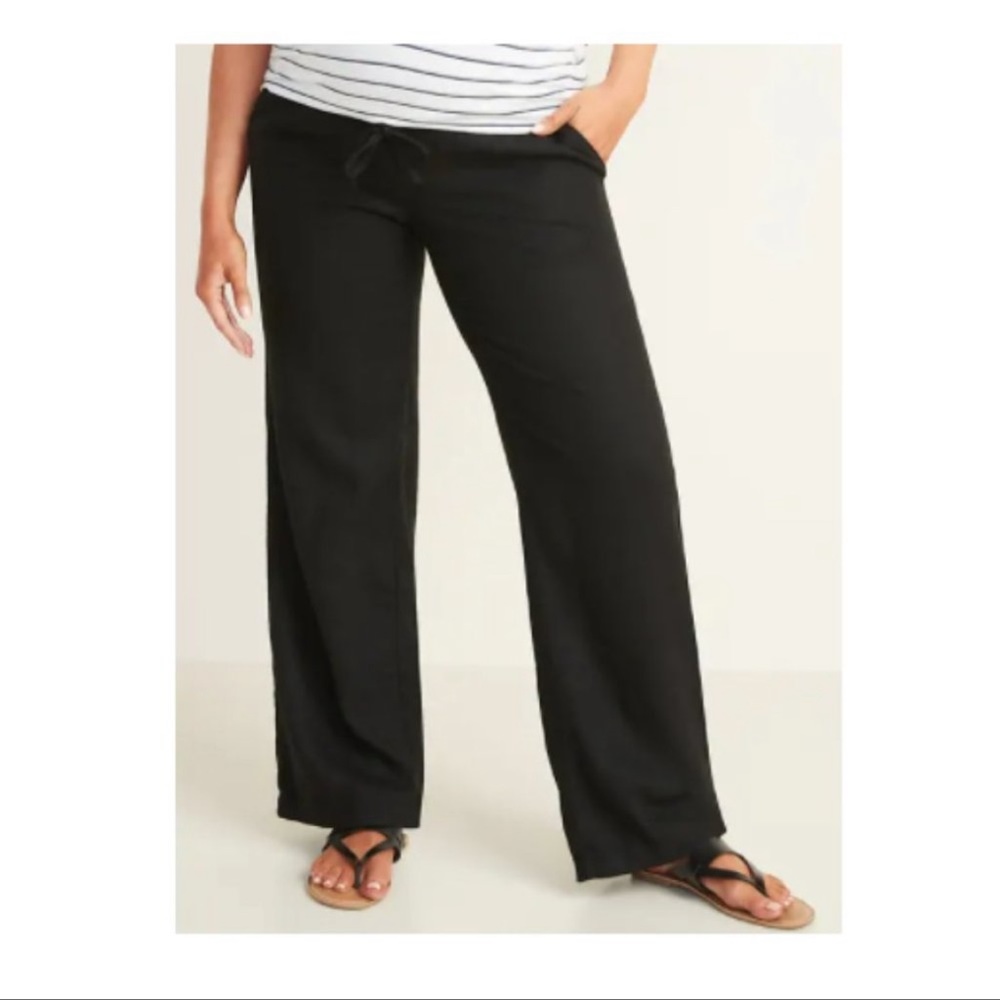 Linen Old Navy Maternity pull-on rollover wide-leg pants